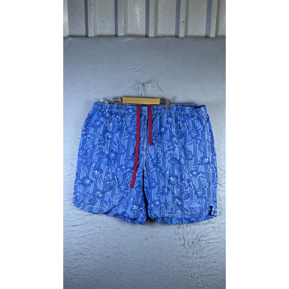 Tommy Bahama Swim Trunks Mens XL Blue Excellent Floral Striped Relax Shorts